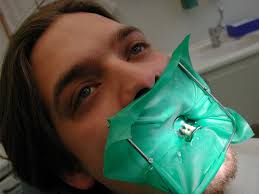 Rubber dam used to isolate teeth during dental work